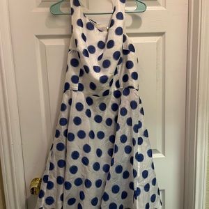 Betsey Johnson White dress with blue dots size 14